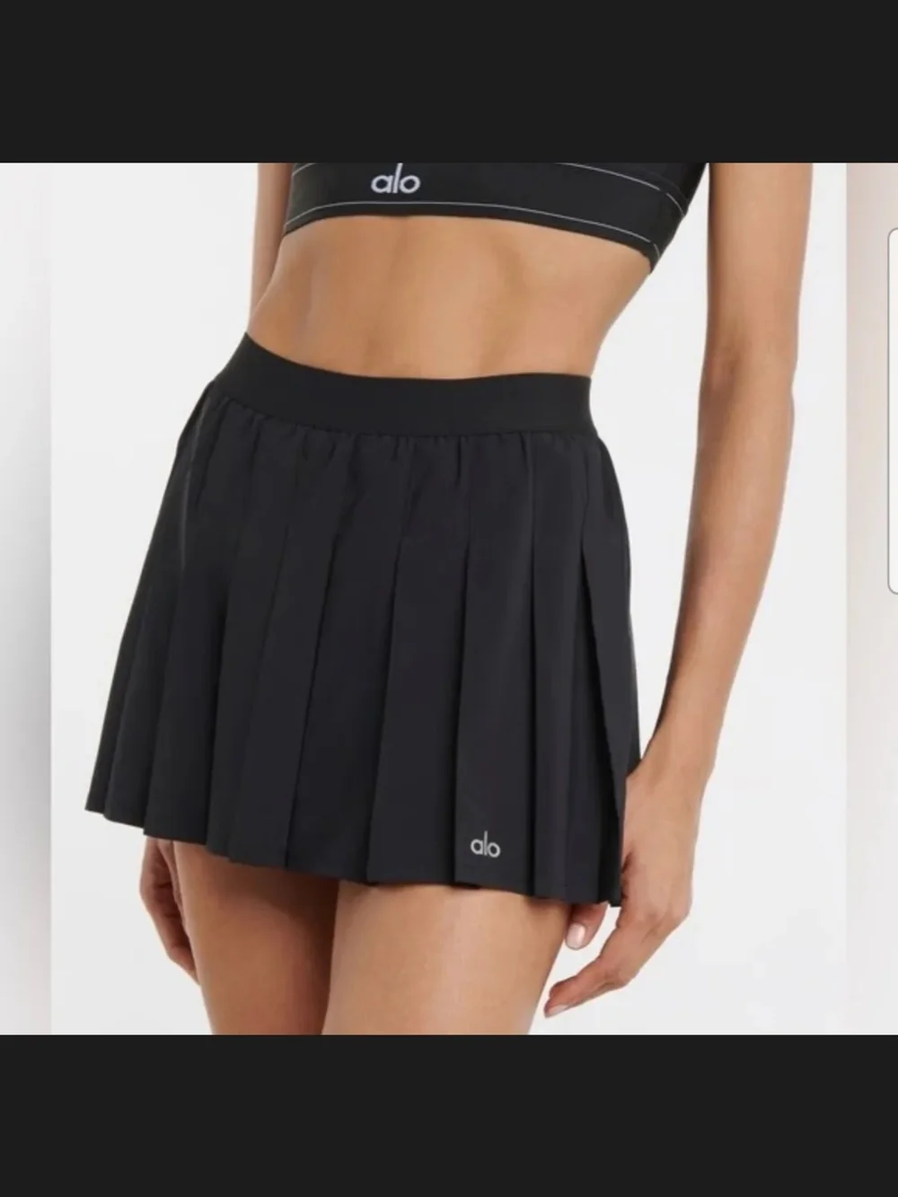 ALO Yoga Black Pleated Mini Skirt